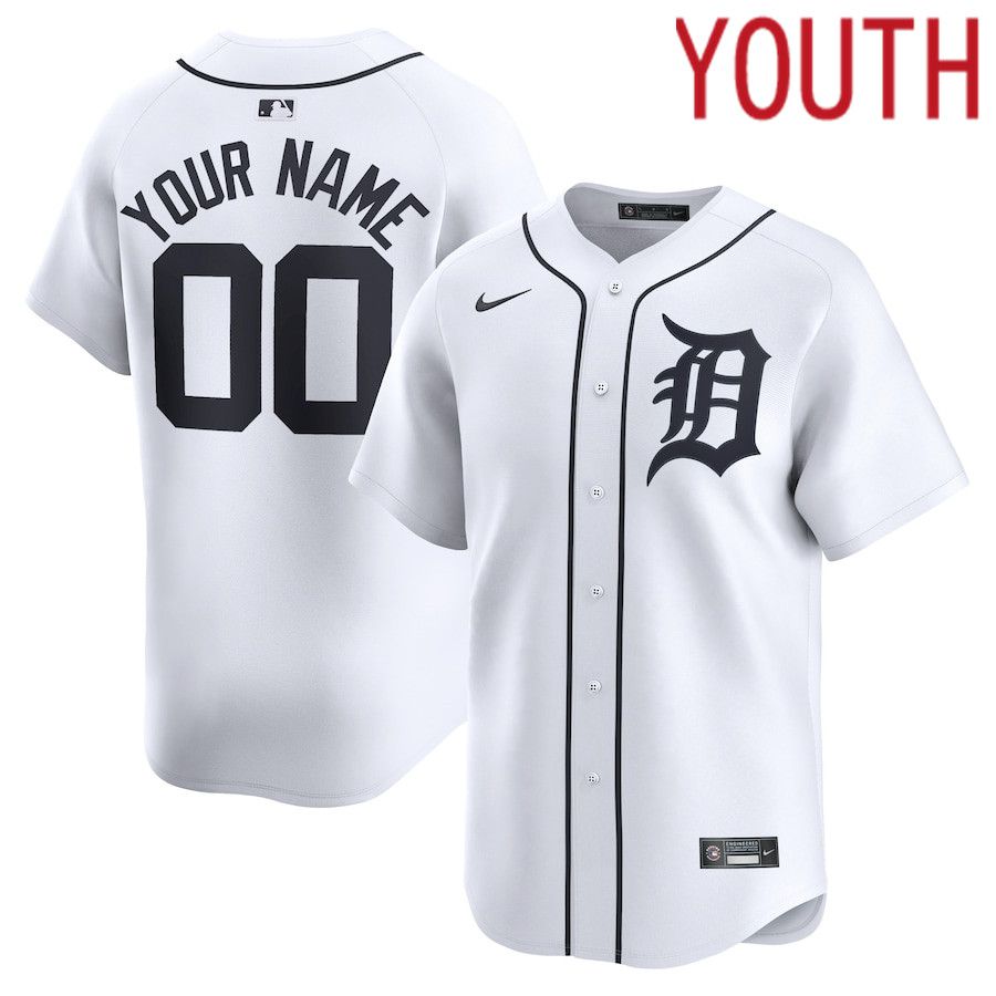 Youth Detroit Tigers Nike White Home Limited Custom MLB Jersey